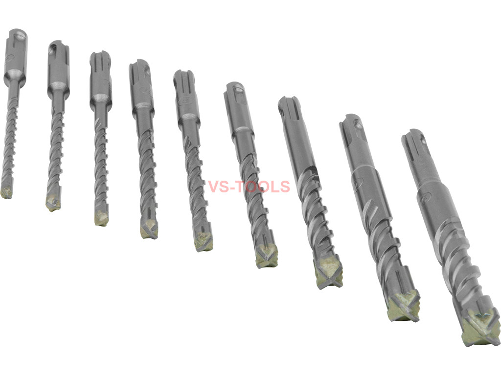 9pcs Masonry SDS Plus Hammer Carbide Drill Bits Concrete